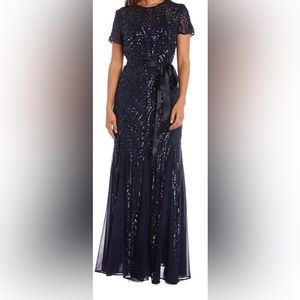 R&M Richards blue sequined dress with slip dress underneath